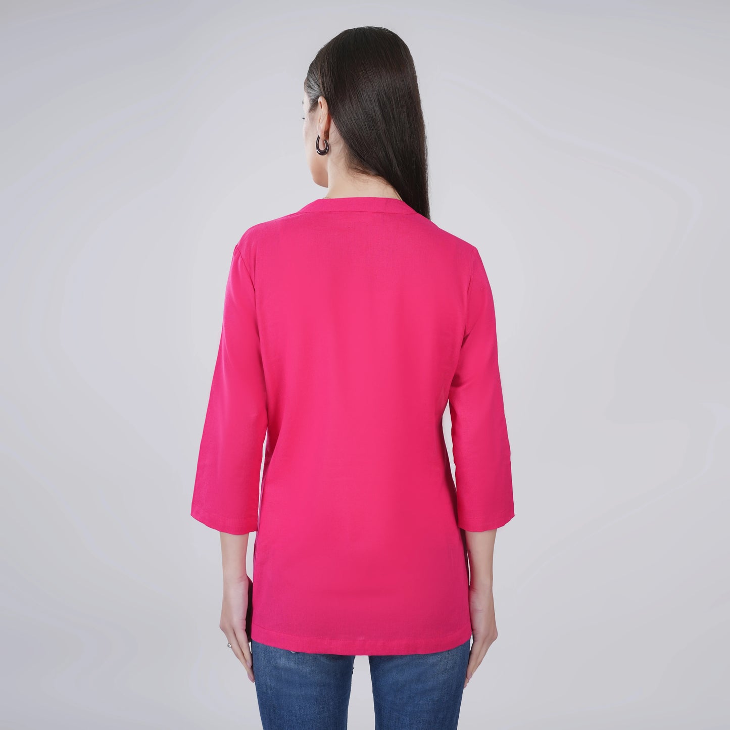 FUCHSIA LINEN SHORT KURTA