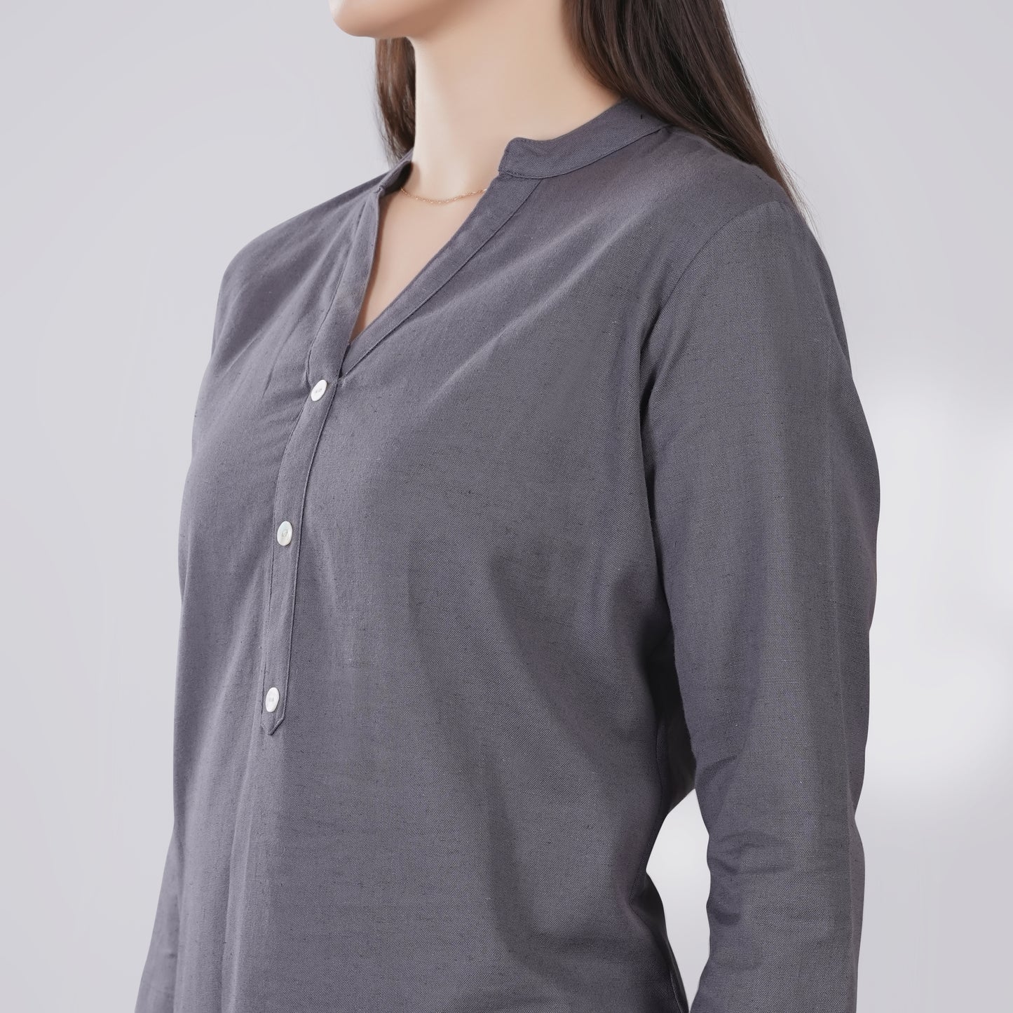 SLATE GREY LINEN SHORT KURTA