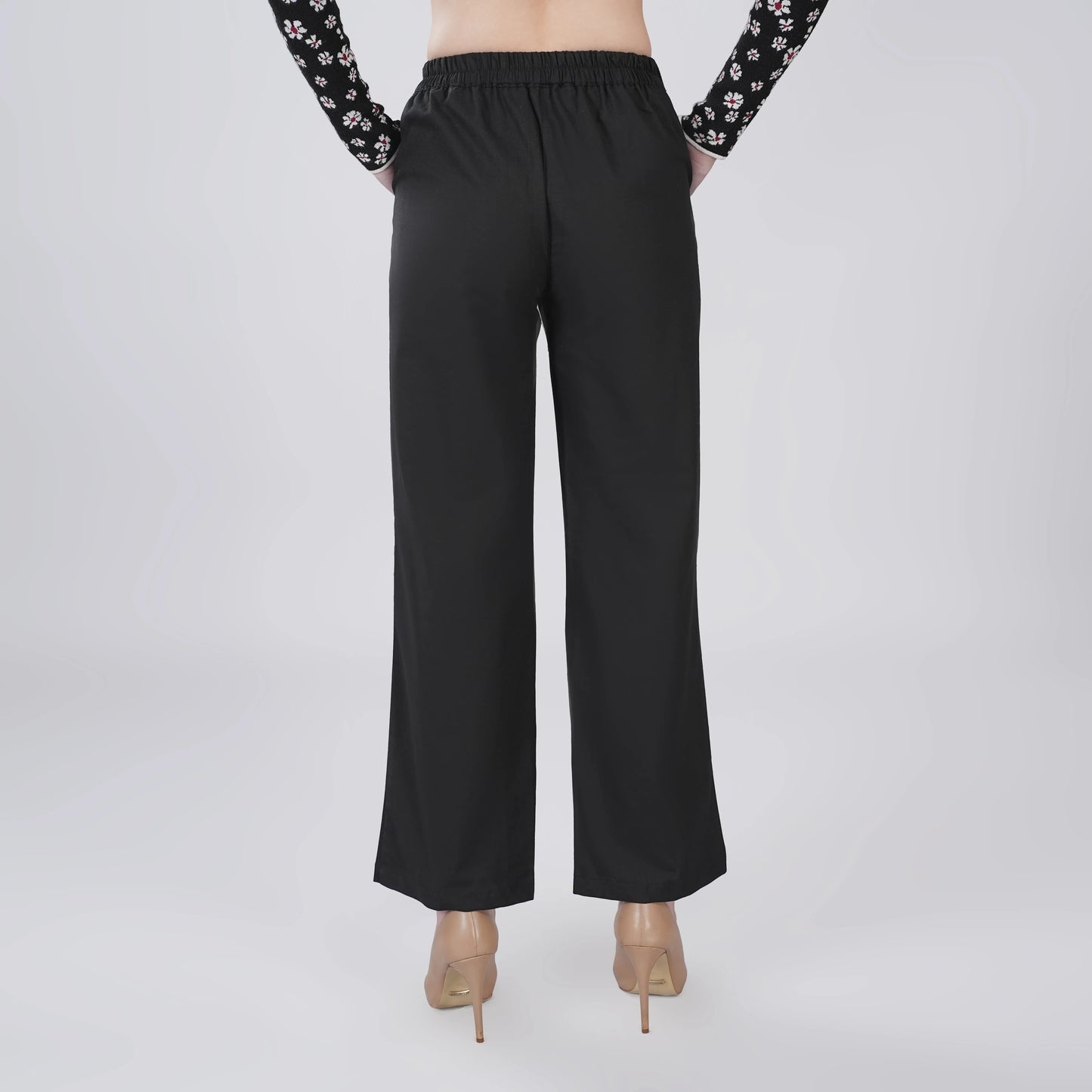 Black Wide Leg Cotton Pant