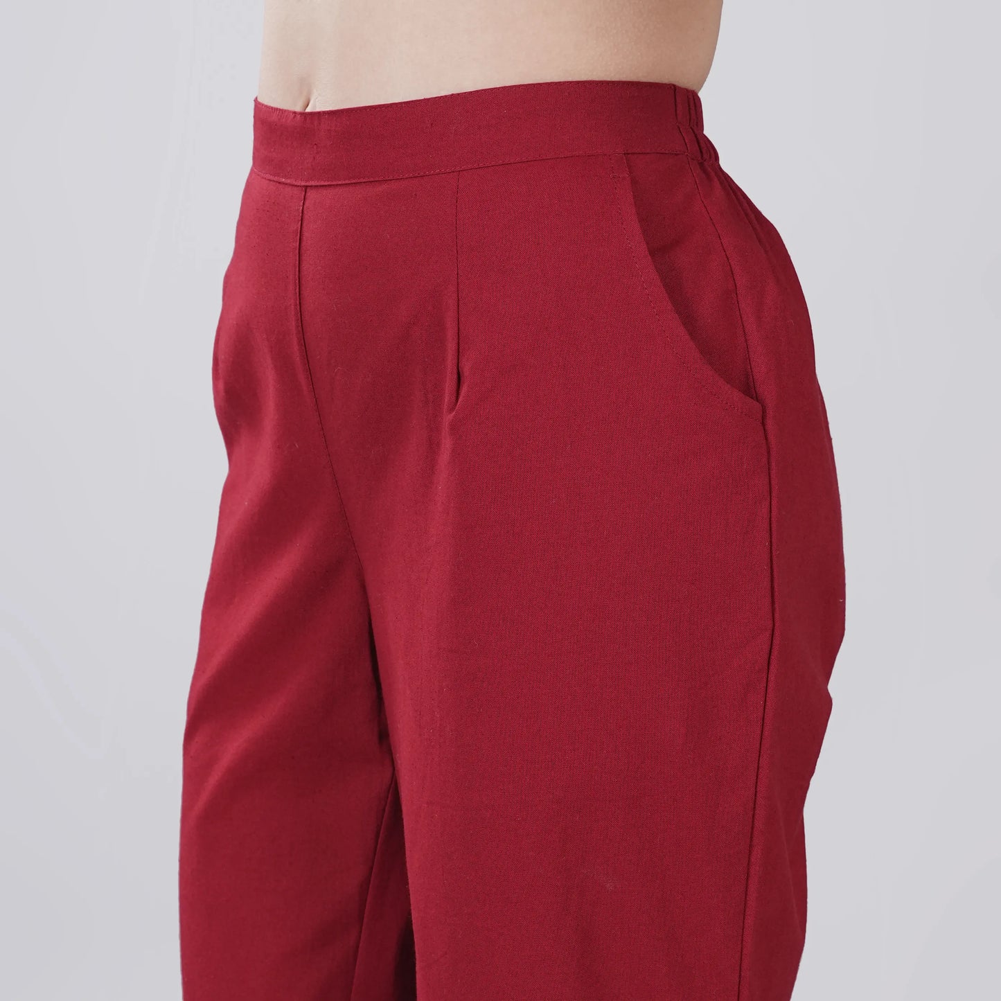 Maroon Wide Leg Cotton Pant