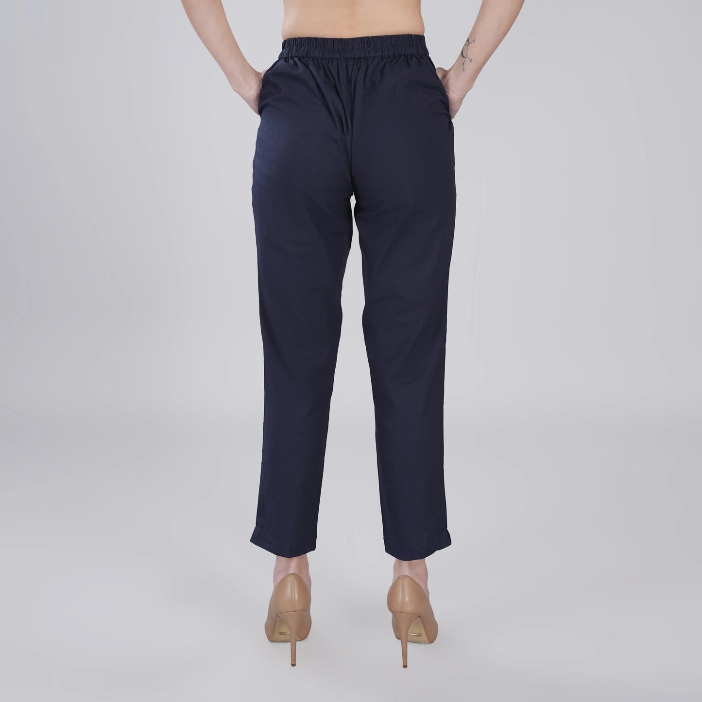 NAVY BLUE REGULAR FIT COTTON PANT