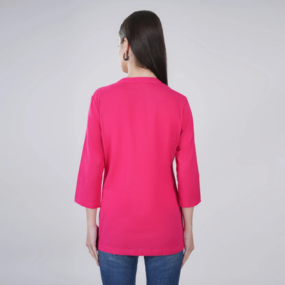 FUCHSIA LINEN SHORT KURTA