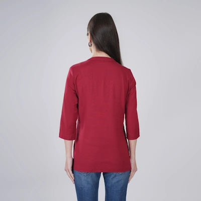 MAROON LINEN SHORT KURTA