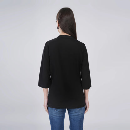 BLACK LINEN SHORT KURTA