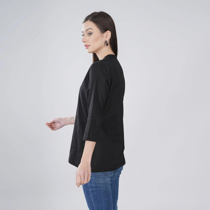 BLACK LINEN SHORT KURTA