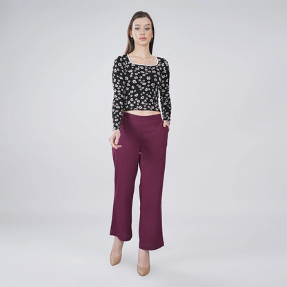 WINE Wide Leg Cotton Pant