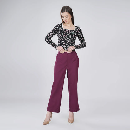 WINE Wide Leg Cotton Pant