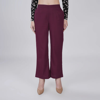 WINE Wide Leg Cotton Pant
