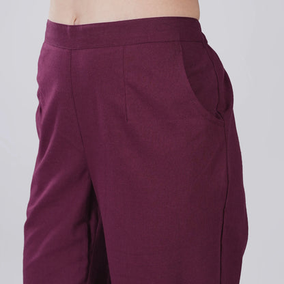 WINE Wide Leg Cotton Pant