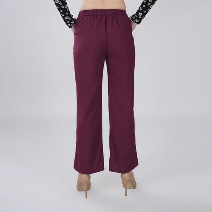 WINE Wide Leg Cotton Pant