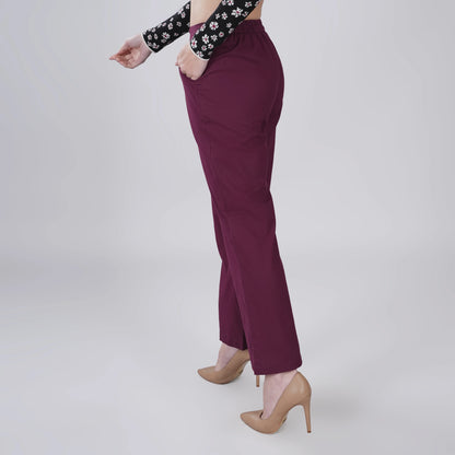 WINE Wide Leg Cotton Pant
