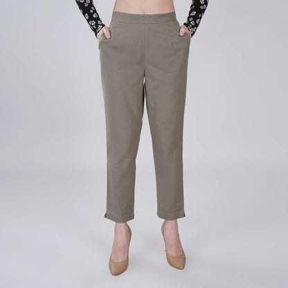 GREY REGULAR FIT COTTON PANT