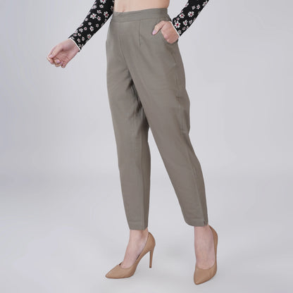 GREY REGULAR FIT COTTON PANT