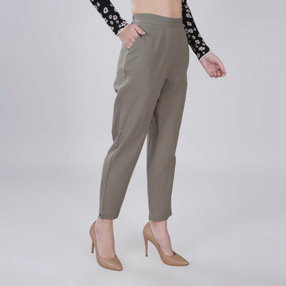 GREY REGULAR FIT COTTON PANT