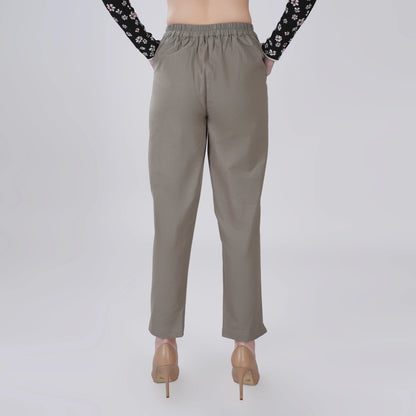 GREY REGULAR FIT COTTON PANT