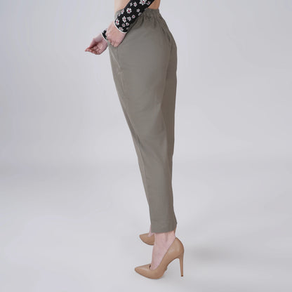GREY REGULAR FIT COTTON PANT