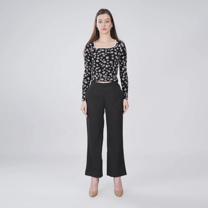 Black Wide Leg Cotton Pant