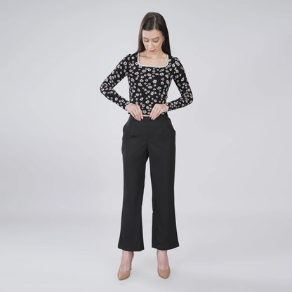 Black Wide Leg Cotton Pant