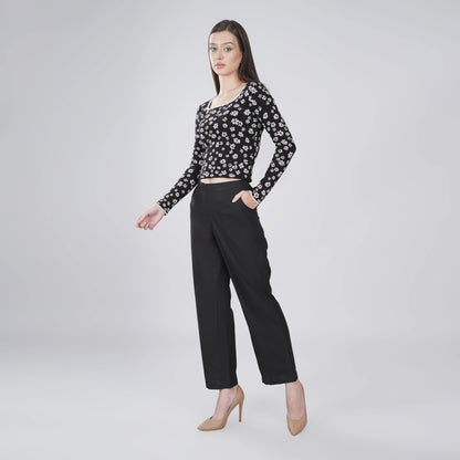Black Wide Leg Cotton Pant