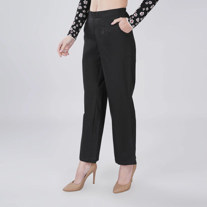 Black Wide Leg Cotton Pant