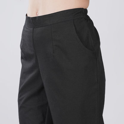 Black Wide Leg Cotton Pant