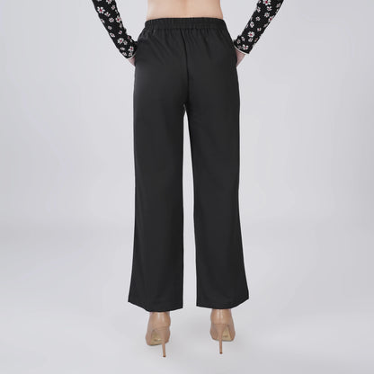 Black Wide Leg Cotton Pant