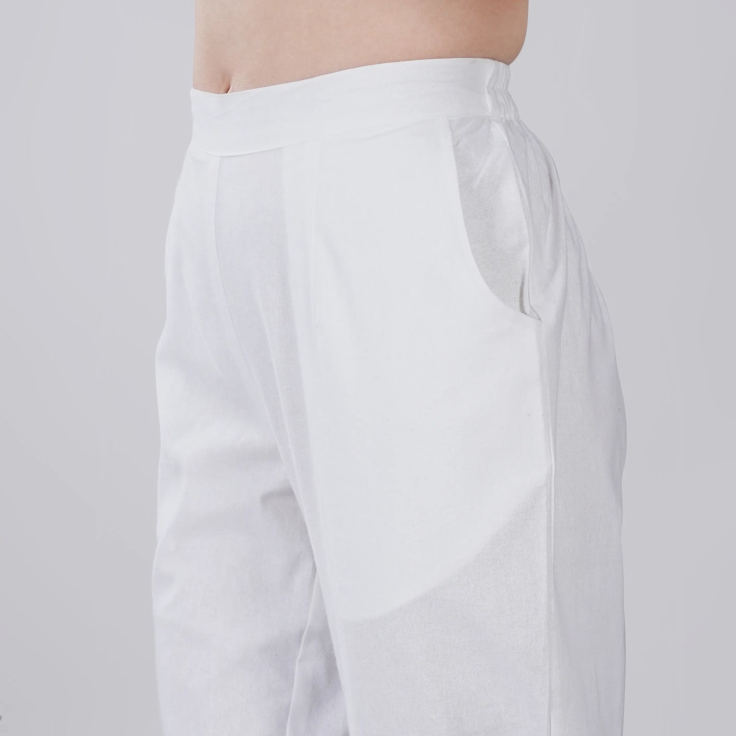 WHITE REGULAR FIT COTTON PANT