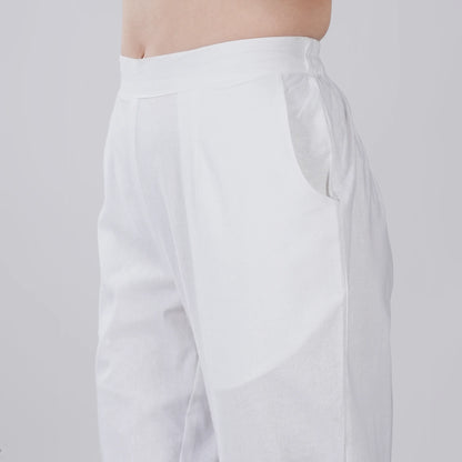 WHITE REGULAR FIT COTTON PANT