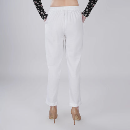 WHITE REGULAR FIT COTTON PANT