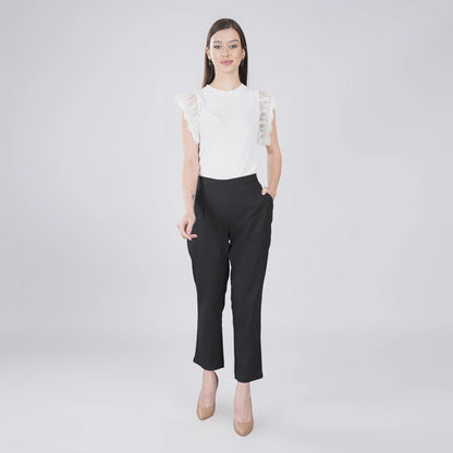 BLACK REGULAR FIT COTTON PANT