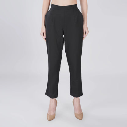 BLACK REGULAR FIT COTTON PANT