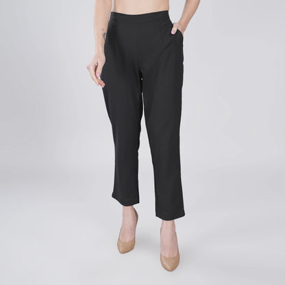 BLACK REGULAR FIT COTTON PANT