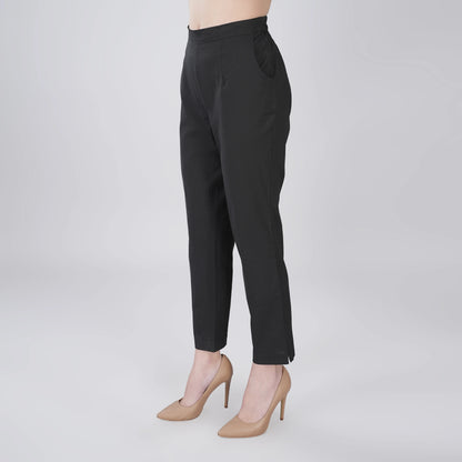 BLACK REGULAR FIT COTTON PANT
