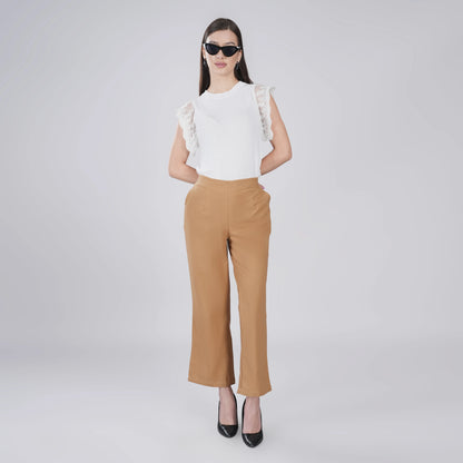 KHAKI Wide Leg Cotton Pant