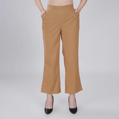 KHAKI Wide Leg Cotton Pant