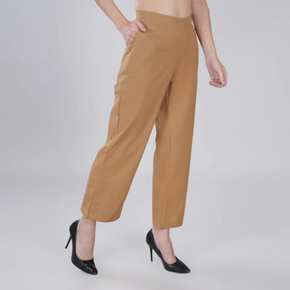 KHAKHI REGULAR FIT COTTON PANT