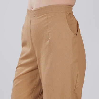 KHAKHI REGULAR FIT COTTON PANT