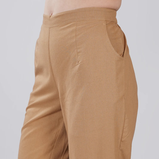 KHAKHI REGULAR FIT COTTON PANT