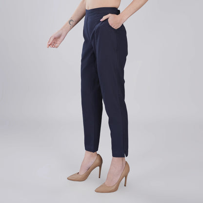 NAVY BLUE REGULAR FIT COTTON PANT