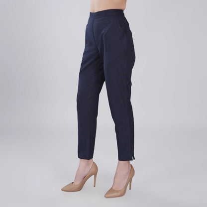 NAVY BLUE REGULAR FIT COTTON PANT