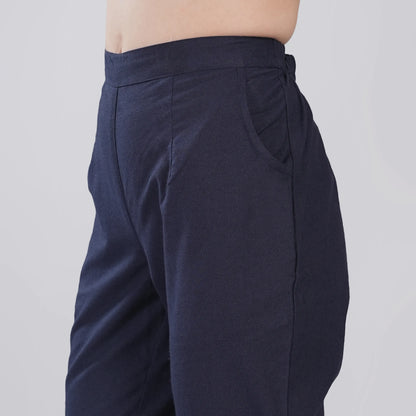 NAVY BLUE REGULAR FIT COTTON PANT