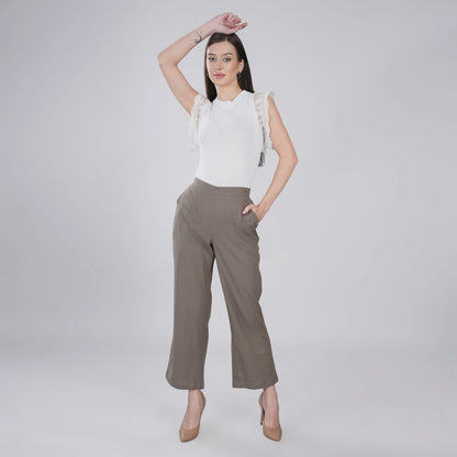 GREY Wide Leg Cotton Pant