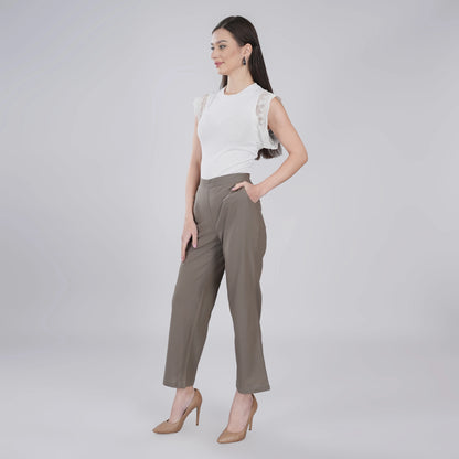 GREY Wide Leg Cotton Pant