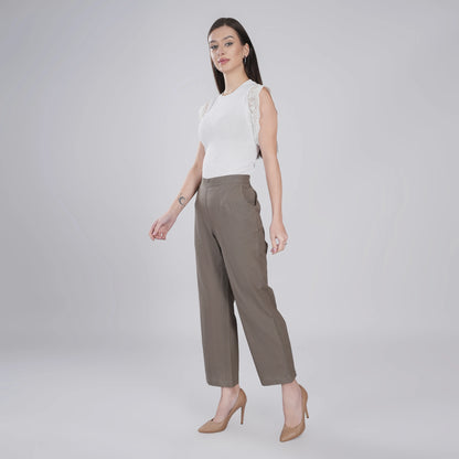 GREY Wide Leg Cotton Pant