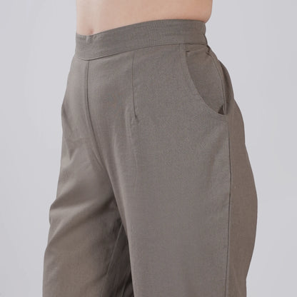 GREY Wide Leg Cotton Pant