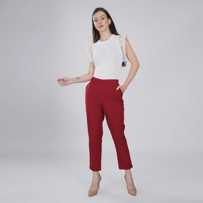 MAROON REGULAR FIT COTTON PANT