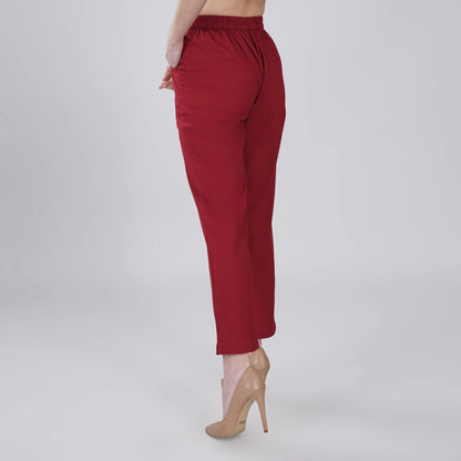 MAROON REGULAR FIT COTTON PANT