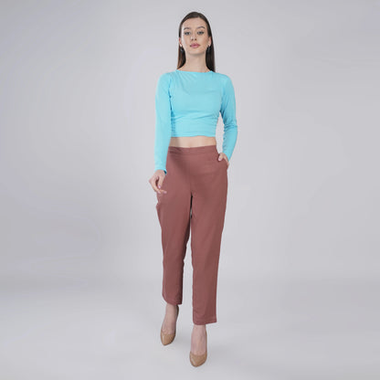 ROSE TAUPE REGULAR FIT COTTON PANT
