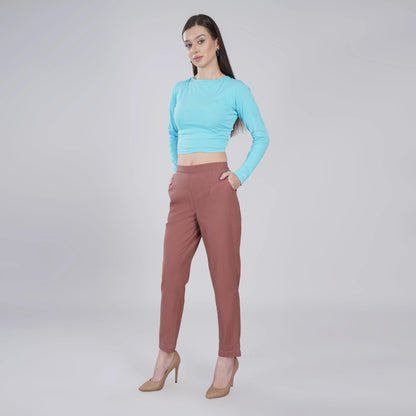 ROSE TAUPE REGULAR FIT COTTON PANT