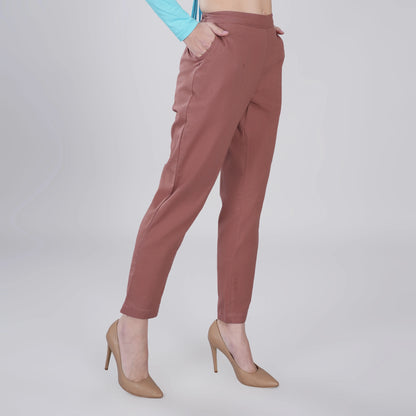 ROSE TAUPE REGULAR FIT COTTON PANT